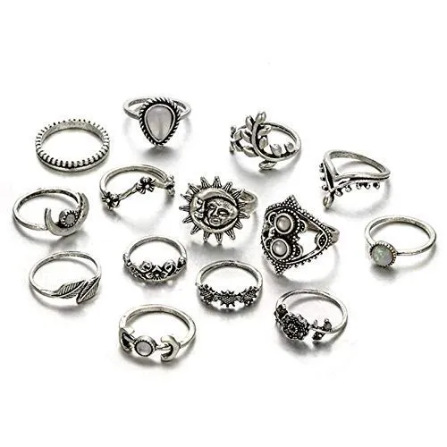 Yellow Chimes Necklaces Yellow Chimes 14 PCS Combo Stylish Knuckle Rings Set Oxidized Silver Rings for Women and Girls Yellow Chimes Necklaces Yellow Chimes 14 PCS Combo Stylish Knuckle Rings Set Oxidized Silver Rings for Women and Girls