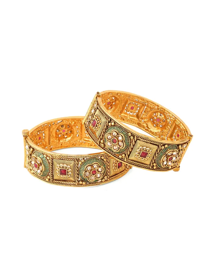 Yellow Chimes Necklaces Yellow Chimes Bangles for Women Gold Toned Red Stone Studded Set of 2 Pcs Meenakari Touch Bangles for Women and Girls Yellow Chimes Necklaces Yellow Chimes Bangles for Women Gold Toned Red Stone Studded Set of 2 Pcs Meenakari Touch Bangles for Women and Girls