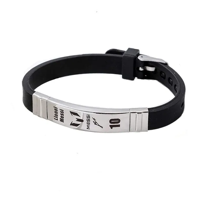 Yellow Chimes Necklaces Yellow Chimes Bracelets for Men Boys Silicone Bracelet for Men Stainless Steel Wristbands LIONEL MESSI Engraved Signature Bracelets Birthday Gift for Men Boys Anniversary Gift for Husband