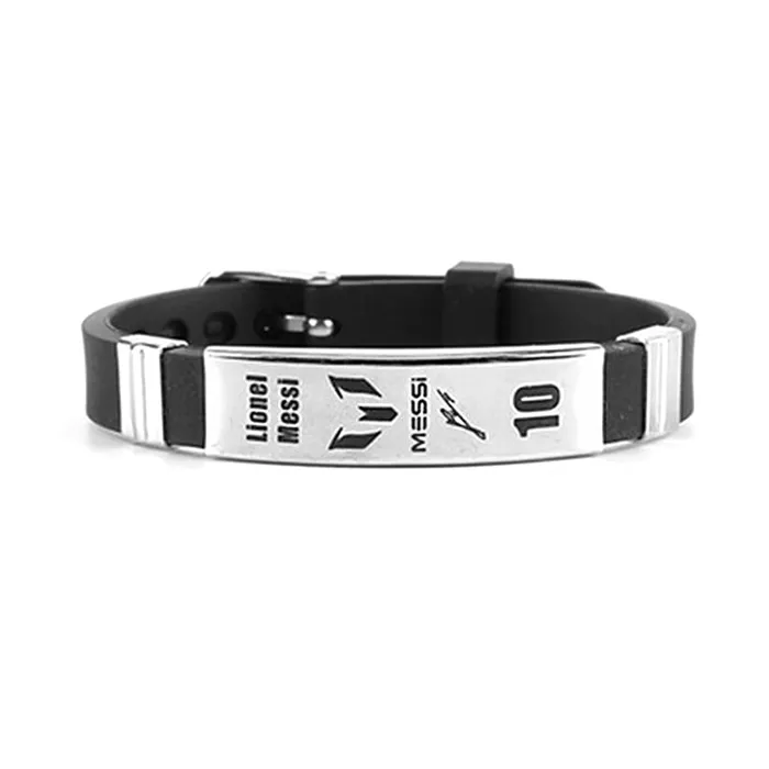Yellow Chimes Necklaces Yellow Chimes Bracelets for Men Boys Silicone Bracelet for Men Stainless Steel Wristbands LIONEL MESSI Engraved Signature Bracelets Birthday Gift for Men Boys Anniversary Gift for Husband