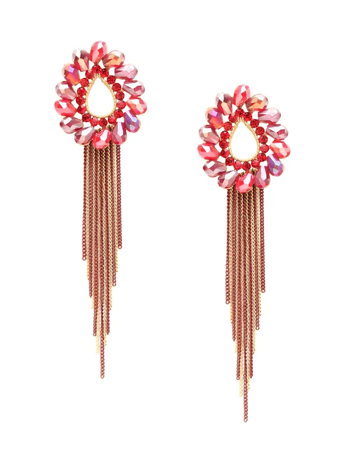 Yellow Chimes Necklaces Yellow Chimes Crystal Danglers Earrings for Women Tear Drop Shaped Crystal Red Long Chain Dangler Earrings for Women and Girls Yellow Chimes Necklaces Yellow Chimes Crystal Danglers Earrings for Women Tear Drop Shaped Crystal Red Long Chain Dangler Earrings for Women and Girls