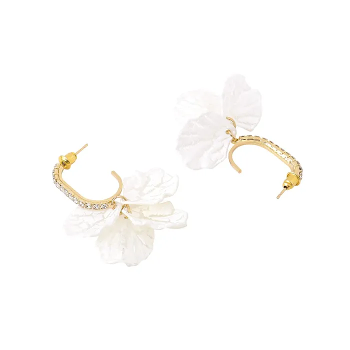 Yellow Chimes Necklaces Yellow Chimes Earrings For Women White Color Hoop Leaflets Hanging Drop Earrings For Women and Girls