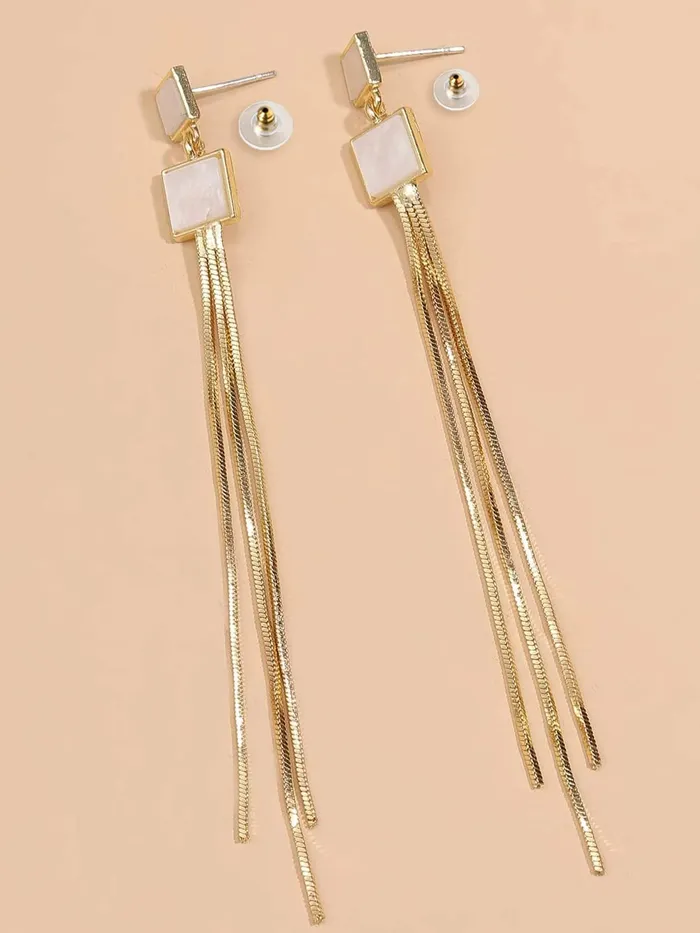 Yellow Chimes Necklaces Yellow Chimes Golden Danglers Earrings for Women Gold Plated Earrings for Girls Fashion Women Earrings Long Chain Dangler Earrings Birthday Gift For Girls Anniversary Gift for Wife