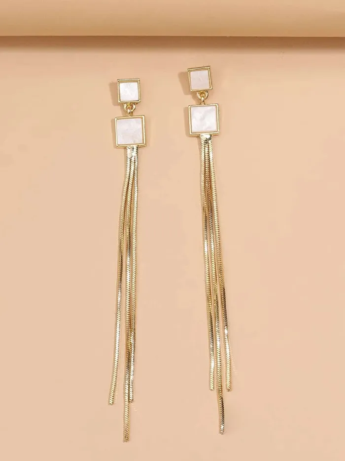 Yellow Chimes Necklaces Yellow Chimes Golden Danglers Earrings for Women Gold Plated Earrings for Girls Fashion Women Earrings Long Chain Dangler Earrings Birthday Gift For Girls Anniversary Gift for Wife