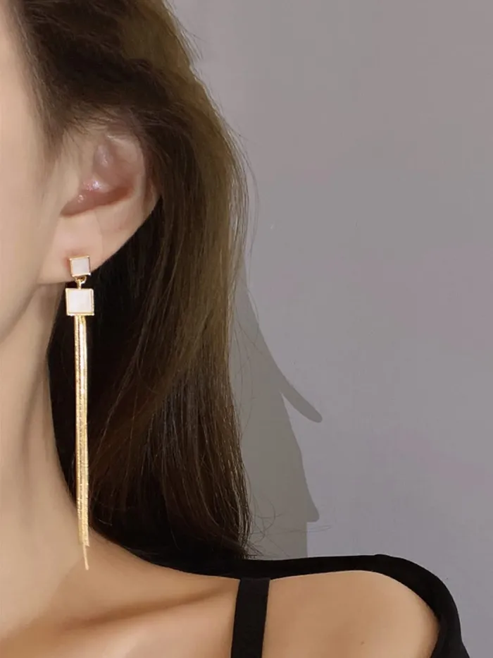 Yellow Chimes Necklaces Yellow Chimes Golden Danglers Earrings for Women Gold Plated Earrings for Girls Fashion Women Earrings Long Chain Dangler Earrings Birthday Gift For Girls Anniversary Gift for Wife