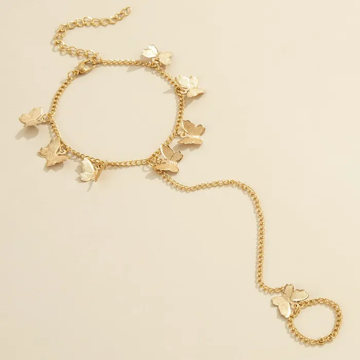 Yellow Chimes Necklaces Yellow Chimes Hand Chain For Women Elegant Gold Plated Butterfly Stars Hanging Hand Chain For Women and Girls