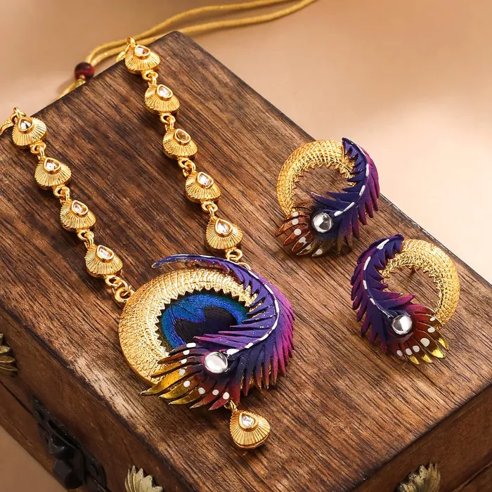 Yellow Chimes Necklaces Yellow Chimes Jewellery Set for Women and Girls Gold Necklace Set for Women Gold Toned peacock Designed Necklace Set Birthday Gift for girls and women Anniversary Gift for Wife