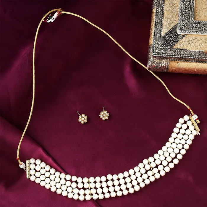 Yellow Chimes Necklaces Yellow Chimes Jewellery Set for Women and Girls Traditional 2 Set of Beads Choker Set for Women Gold Plated Choker Necklace Set Birthday Gift for girls women Anniversary Gift for Wife