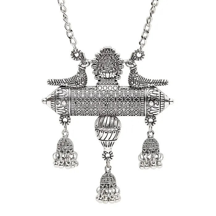 Yellow Chimes Necklaces Yellow Chimes Jewellery Set for Women and Girls Traditional Silver Oxidised Jewellery Set Silver Oxidized Necklace Set Birthday Gift For Girls Women Anniversary Gift for Wife