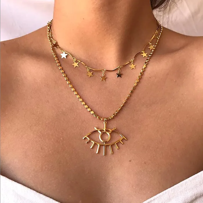 Yellow Chimes Necklaces Yellow Chimes Layered Necklace for Women Multilayered Gold Plated Chain Choker Necklace for Women and Girls