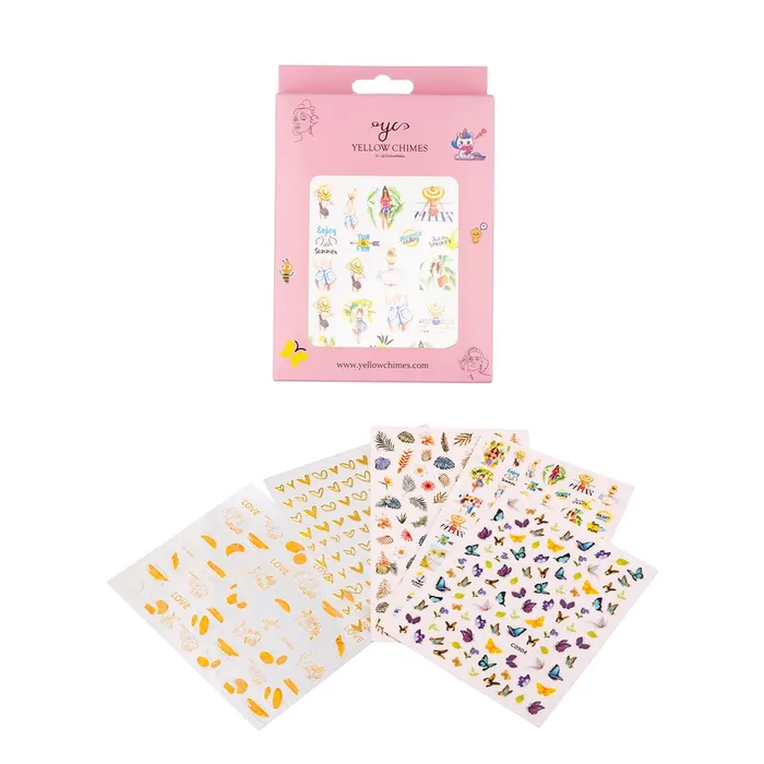 Yellow Chimes Necklaces Yellow Chimes Nail Stickers for Womens and Girls Multicolor Self Adhesive Manicure Decoration Nail Stickers for Womens and Girls