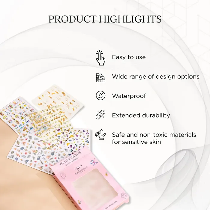 Yellow Chimes Necklaces Yellow Chimes Nail Stickers for Womens and Girls Multicolor Self Adhesive Manicure Decoration Nail Stickers for Womens and Girls