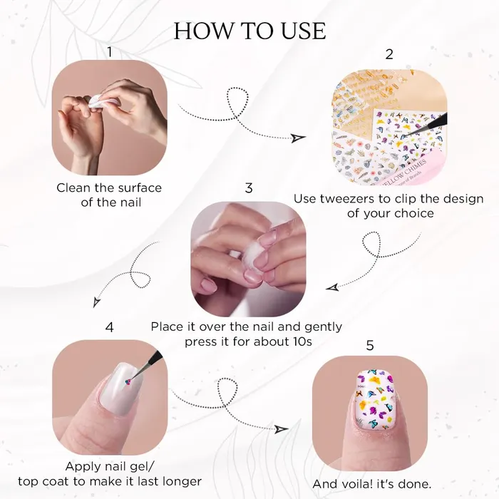 Yellow Chimes Necklaces Yellow Chimes Nail Stickers for Womens and Girls Multicolor Self Adhesive Manicure Decoration Nail Stickers for Womens and Girls