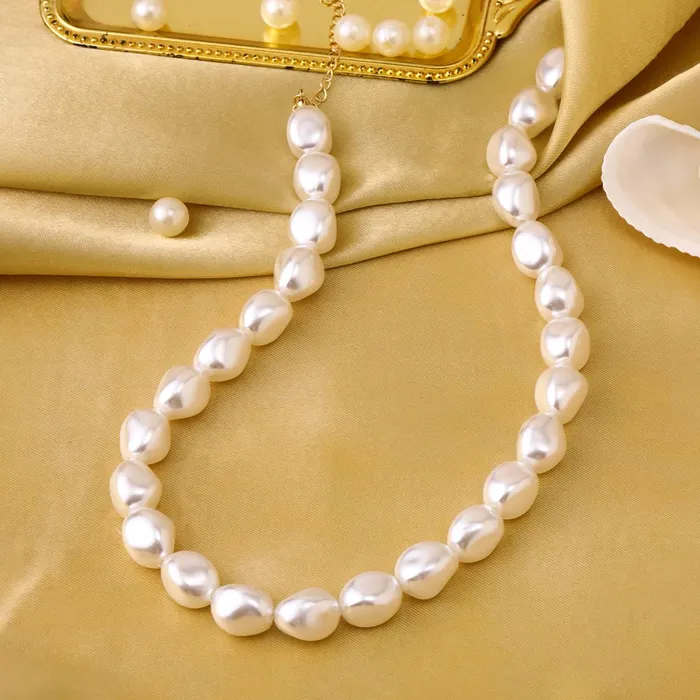 Yellow Chimes Necklaces Yellow Chimes Necklace for Women and Girls Fashion White Pearl Necklace for Women Western Irregular Pearl Necklace for Girls Birthday Gift for girls and women Anniversary Gift for Wife