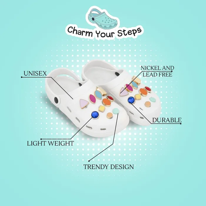 Yellow Chimes Necklaces Yellow Chimes Shoe Charms for Girls and Boys Shoe Accessories Stone Design Shoe Decoration Charms Shoe Charms for Clogs Unisex Pack of 10 Pairs Shoe Charms