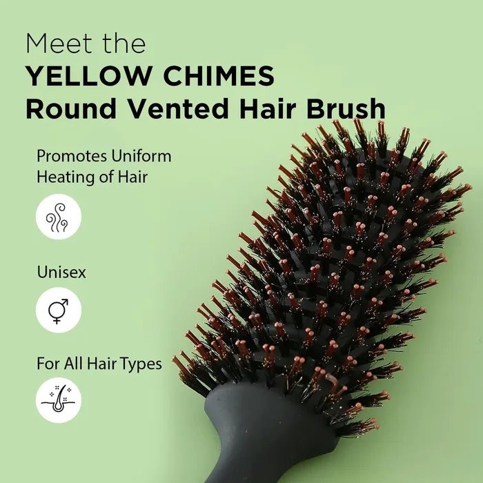 Yellow Chimes Necklaces Yellow Chimes Vented Hair Brush for Quick Drying Pain Free Detangling Smoothens Stylish design Flexible Nylon Bristles Suitable for All Hair Types