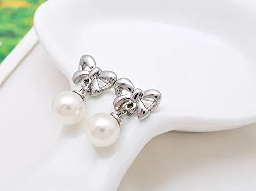 Yellow Chimes Pearl Earrings for Women 2 Pairs Combo Drop Earrings Rhodium Plated White Plear Silver Drop Earrings for Women and Girls Yellow Chimes Rings