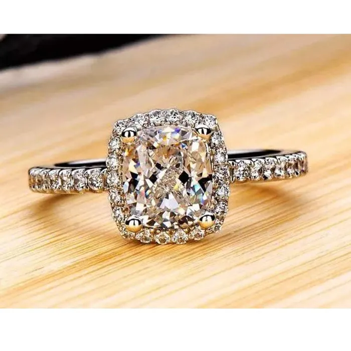 Yellow Chimes Rings for Women Elegant Sparkling Crystal Square Silver Plated Rings for Women and GirlsSize US 6 Yellow Chimes Rings
