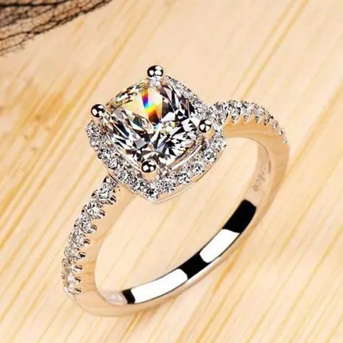 Yellow Chimes Rings for Women Elegant Sparkling Crystal Square Silver Plated Rings for Women and GirlsSize US 6 Yellow Chimes Rings