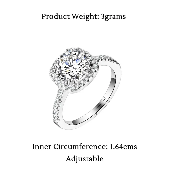 Yellow Chimes Rings for Women Elegant Sparkling Crystal Square Silver Plated Rings for Women and GirlsSize US 6 Yellow Chimes Rings