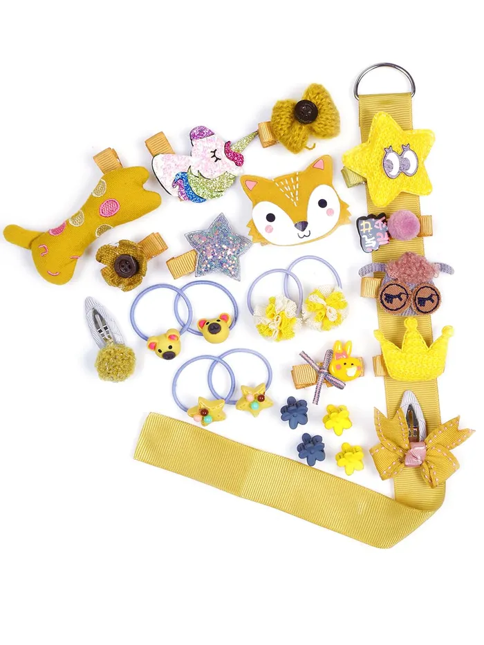 Yellow Chimes Rings Melbees by Yellow Chimes Gift Set of Hair Accessories for Kids with Hair Clips and Band Assortment Gift Box for Kids Girls