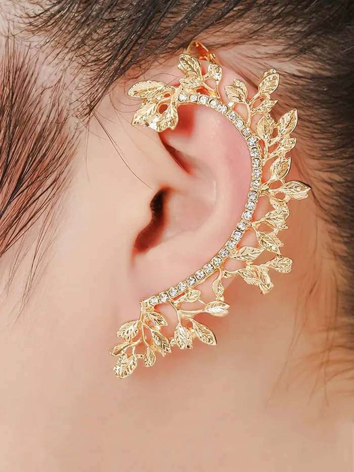 Yellow Chimes Yellow Chimes Earrings for Women Girls Fashion Gold Ear Cuff Gold Plated Leafy Shaped Single Clip On Ear Cuff Western Ear Cuffs Earrings Birthday Gift for Girls and Women Necklaces