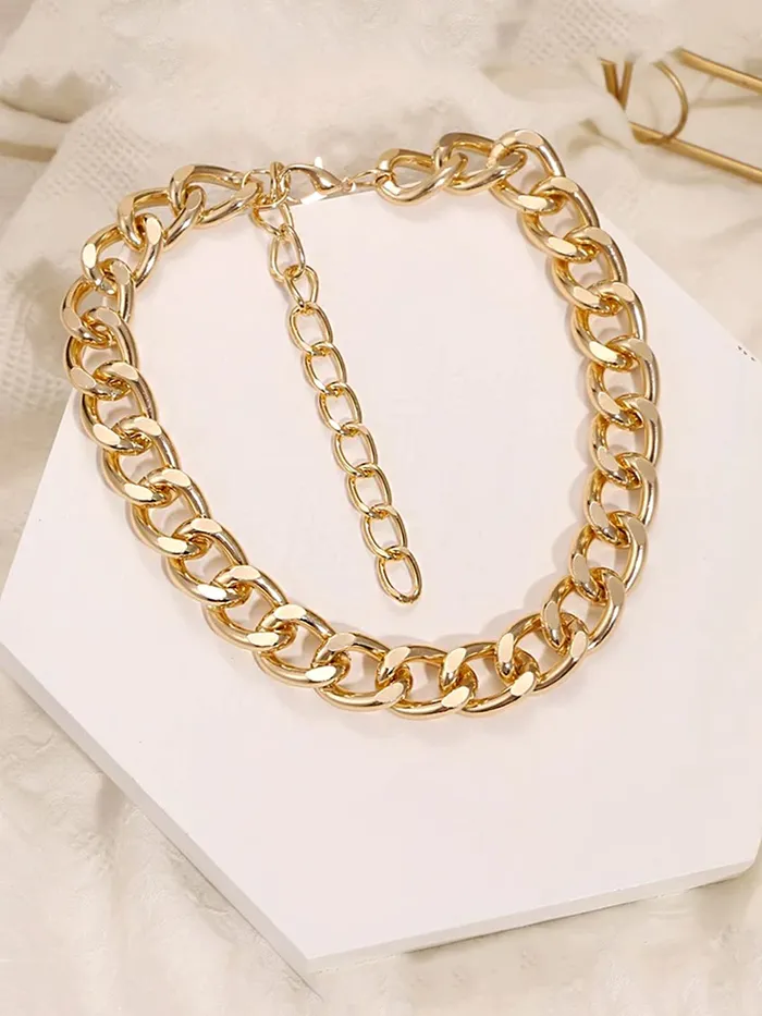 Yellow Chimes Yellow Chimes Necklace for Women and Girls Choker Chain Necklace for Women Golden Cuban Link Chain Choker Necklace for Girls Birthday Gift for girls and women Anniversary Gift for Wife Necklaces