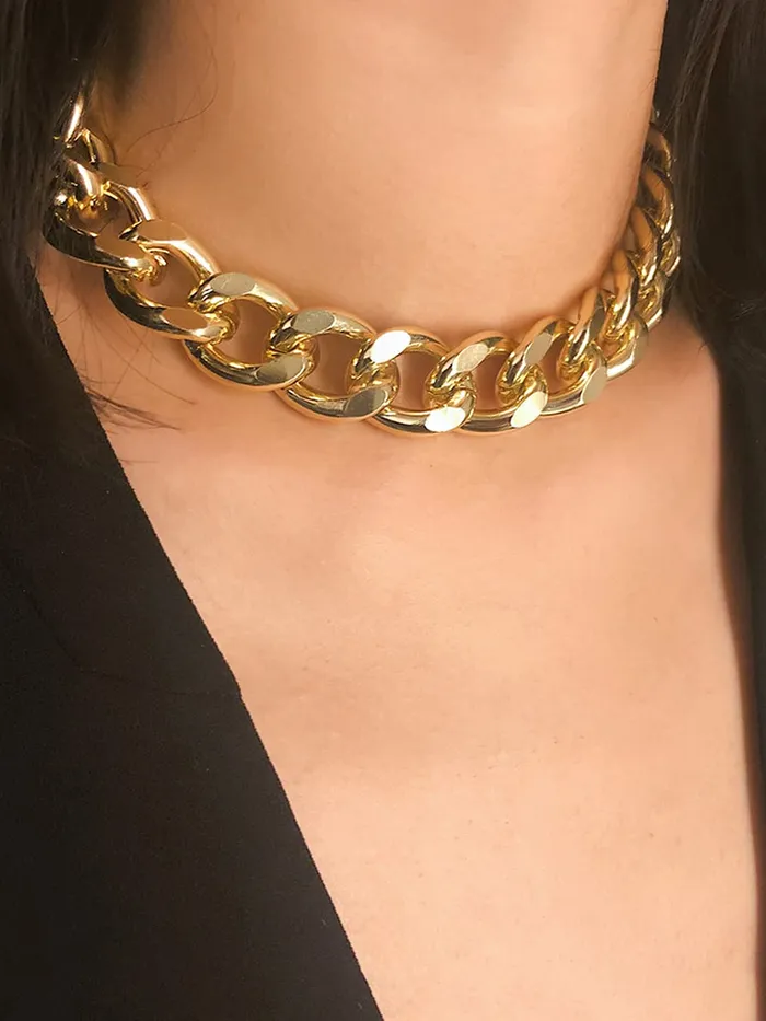 Yellow Chimes Yellow Chimes Necklace for Women and Girls Choker Chain Necklace for Women Golden Cuban Link Chain Choker Necklace for Girls Birthday Gift for girls and women Anniversary Gift for Wife Necklaces