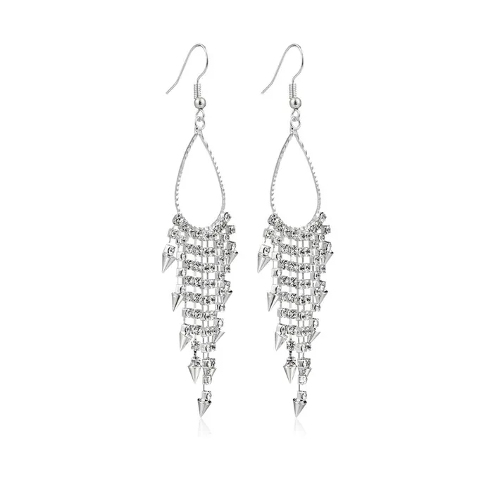 Yellow Chimes Yellow Chimes Sparkling Beauty Silver Chandelier Earring for Women Girls Necklaces